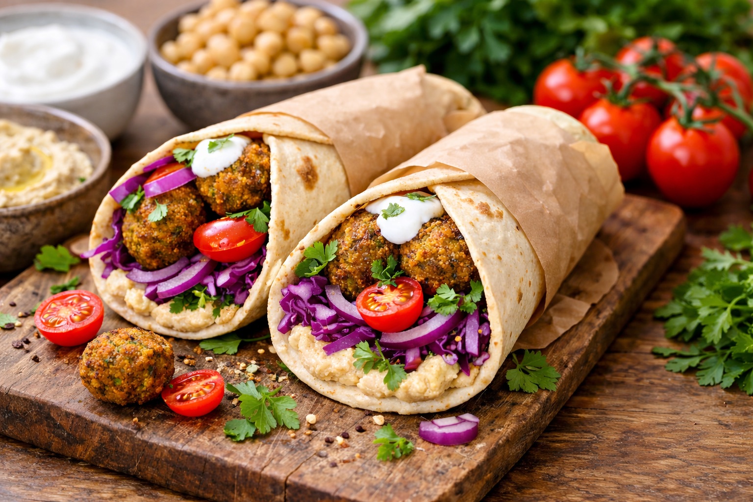 Durumruller med falafler